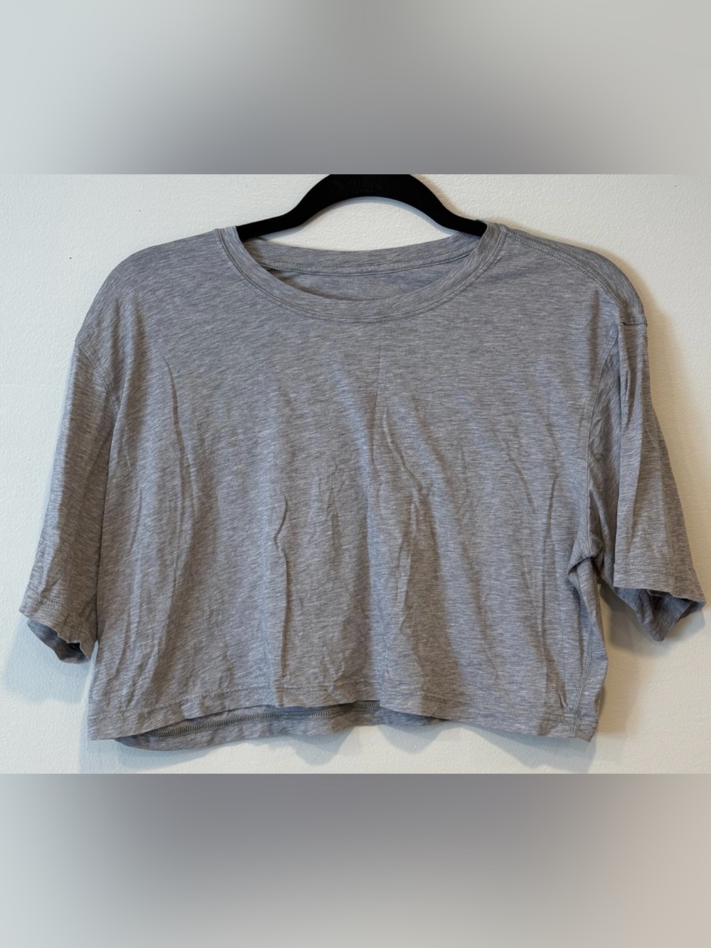 CRZ YOGA Heathered Gray Boxy Cropped Athletic Tee Shirt